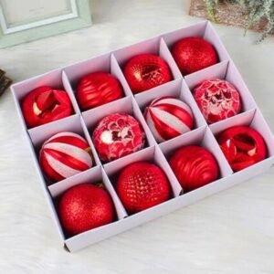 Lot De 12 Boules De Noel Lignees