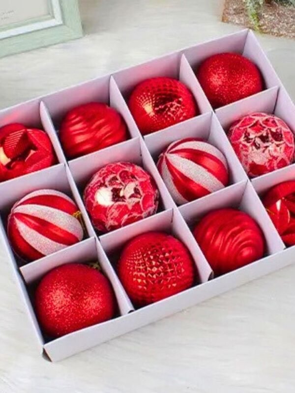 Lot De 12 Boules De Noel Lignees