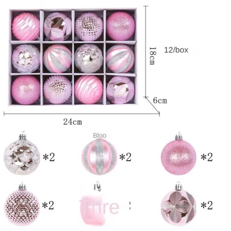 Lot De 12 Boules De Noel Rose 1