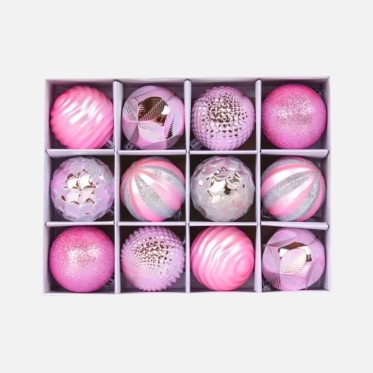 Lot De 12 Boules De Noel Rose 2