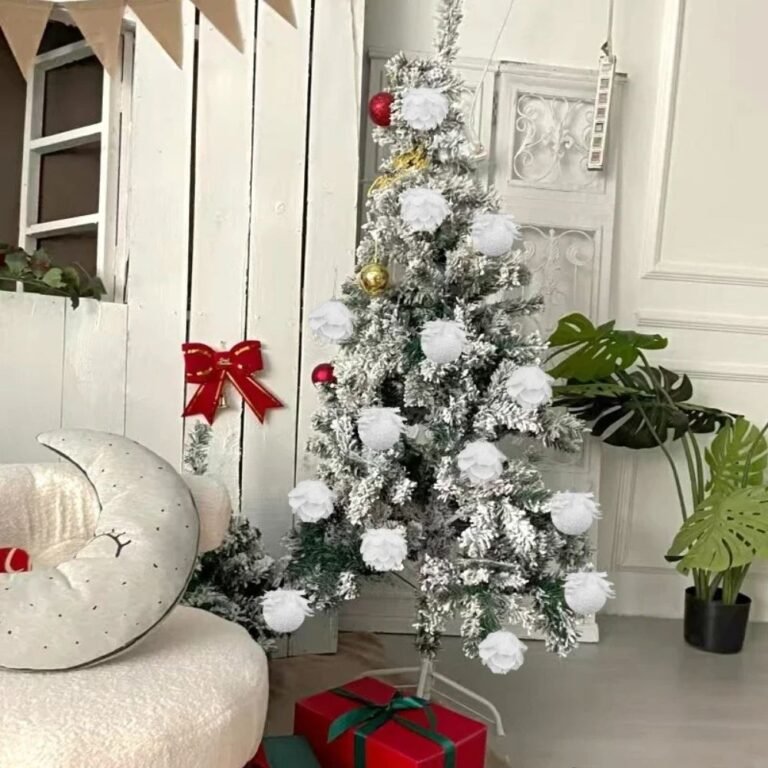 Lot De 3 Boules De Noel Neige Blanche En Forme De Rose 1