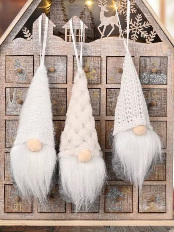 Lot De 3 Lutins De Noel A Suspendre Blancs 1