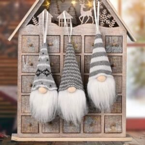Lot De 3 Lutins De Noel A Suspendre Gris 1