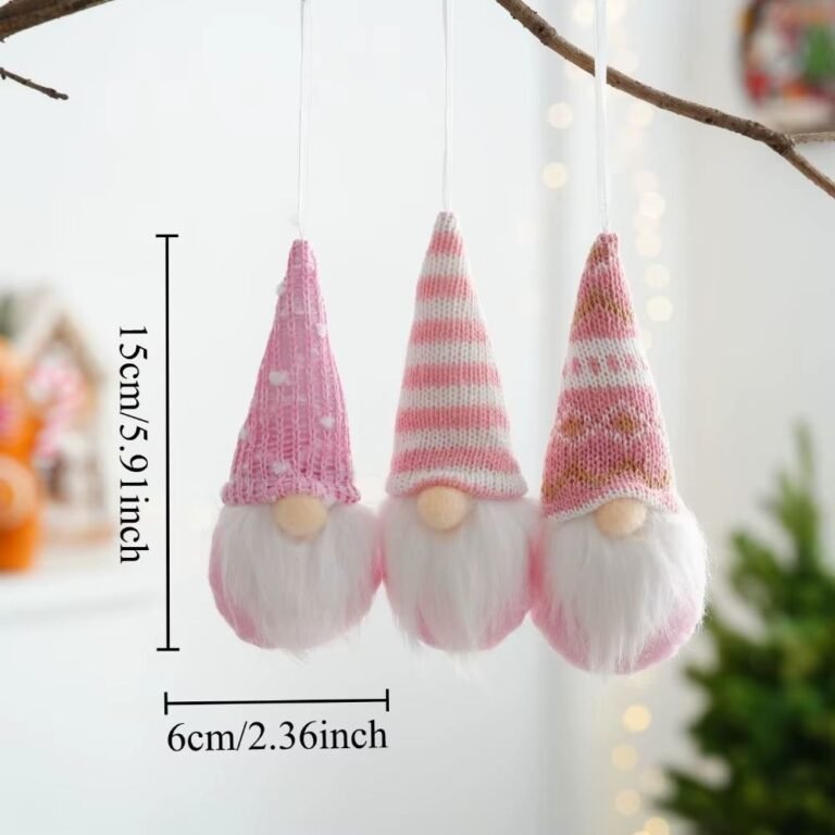 Lot De 3 Lutins De Noel A Suspendre Rose 1