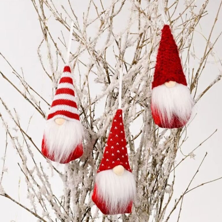 Lot De 3 Lutins De Noel A Suspendre Rouge 1