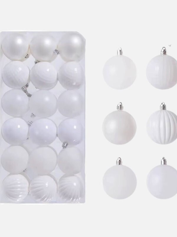 Lot De 30 Boules De Noel Blanches 6 Cm 1
