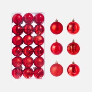Lot De 30 Boules De Noel Rouges 6 Cm