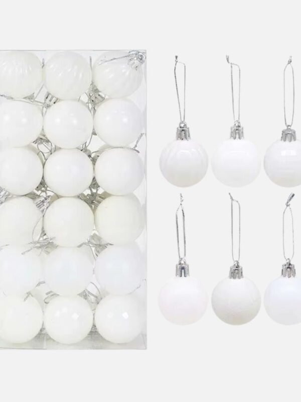 Lot De 36 Boules De Noel Blanches 4 Cm