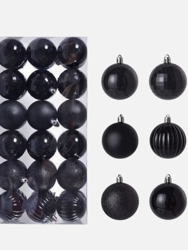 Lot De 36 Boules De Noel Noires 6 Cm 1
