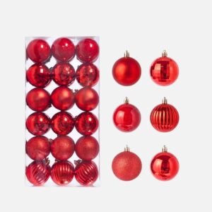 Lot De 36 Boules De Noel Rouges 6cm