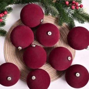Lot De 4 Boules De Noel Mates 10 Cm Bordeaux