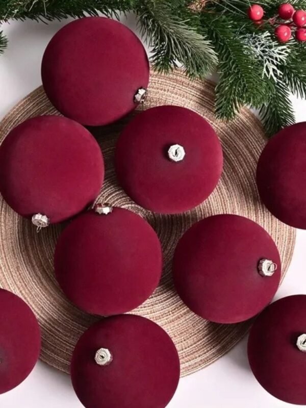 Lot De 4 Boules De Noel Mates 10 Cm Bordeaux