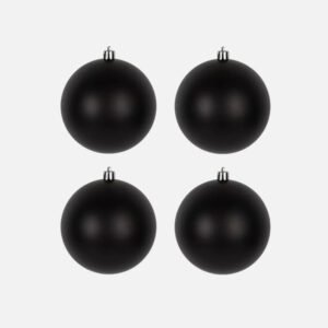 Lot De 4 Boules De Noel Mates 10 Cm Noir 1