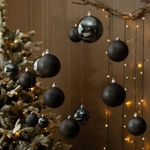 Lot De 4 Boules De Noel Mates 10 Cm Noir 2