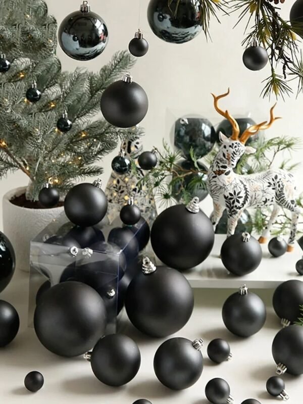 Lot De 4 Boules De Noel Mates 10 Cm Noir