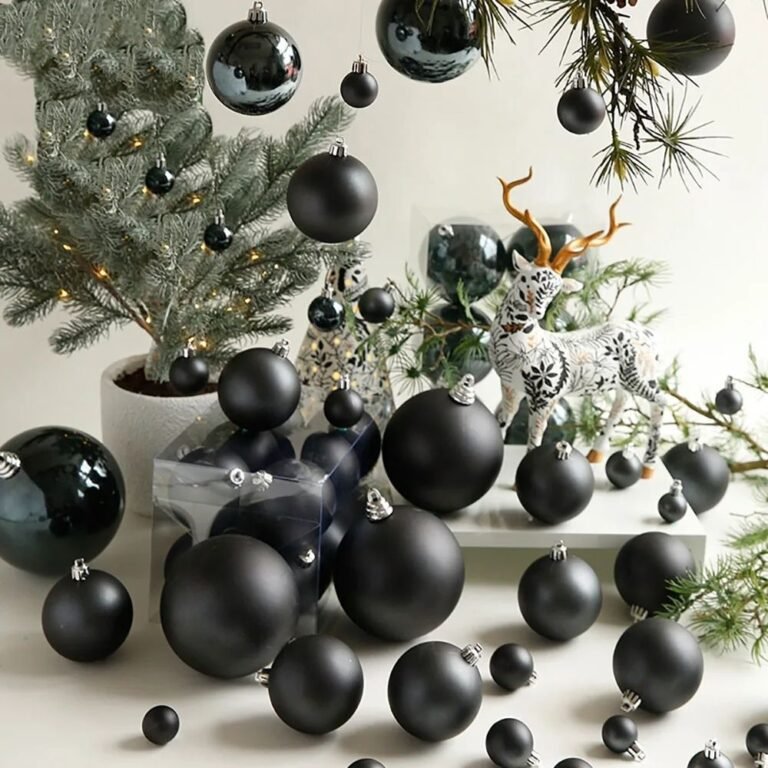 Lot De 4 Boules De Noel Mates 10 Cm Noir