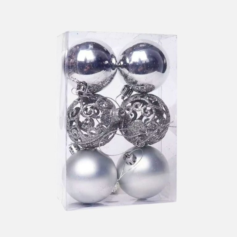 Lot De 6 Boules De Noel Argent 8 Cm 1