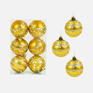Lot De 6 Boules De Noel Dorees 6cm 1