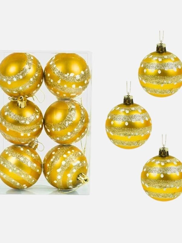 Lot De 6 Boules De Noel Dorees 6cm 1