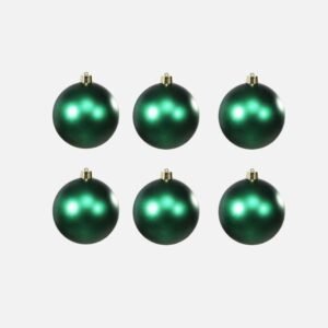 Lot De 6 Boules De Noel Mates 6 Cm Vert Sapin 1