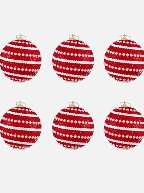 Lot De 6 Boules Perlees 8cm
