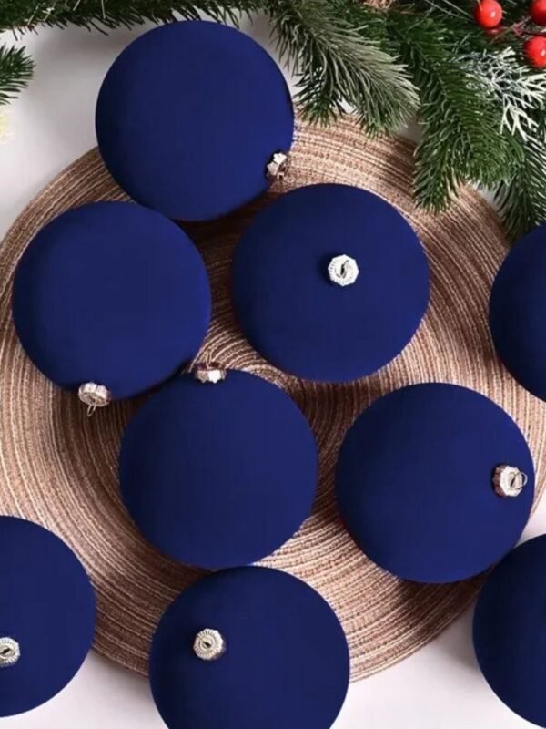 Lot De 9 Boules De Noel Mates 10 Cm Bleu Nuit