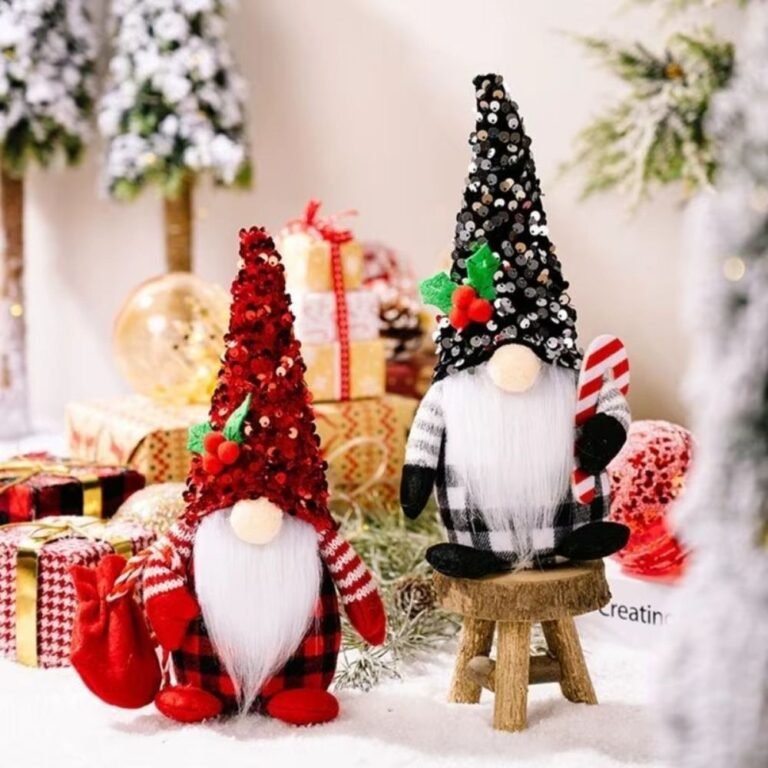 Lutins Gnomes De Noel Rouge Noir Motif A Carreaux 1