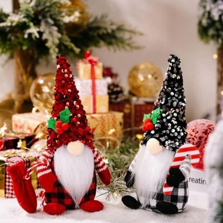 Lutins Gnomes De Noel Rouge Noir Motif A Carreaux 3