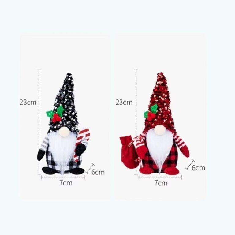 Lutins Gnomes De Noel Rouge Noir Motif A Carreaux 4
