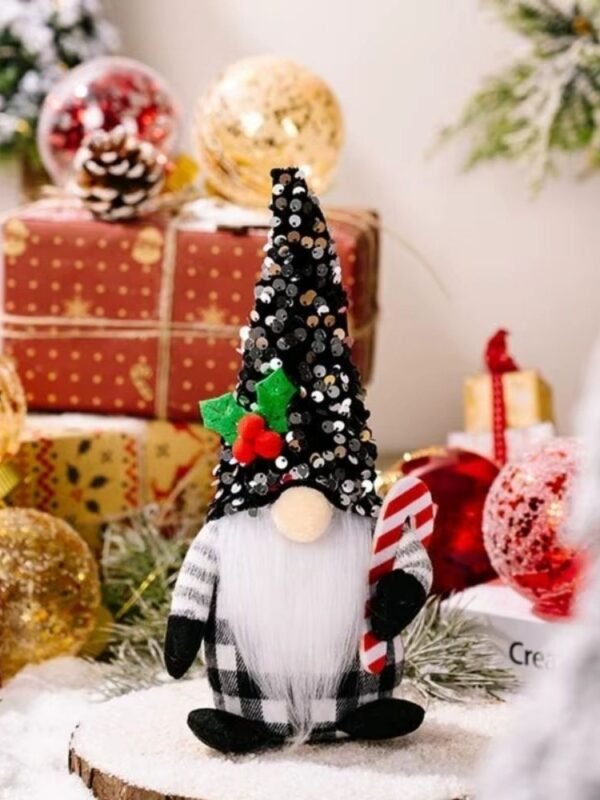 Lutins Gnomes De Noel Rouge Noir Motif A Carreaux