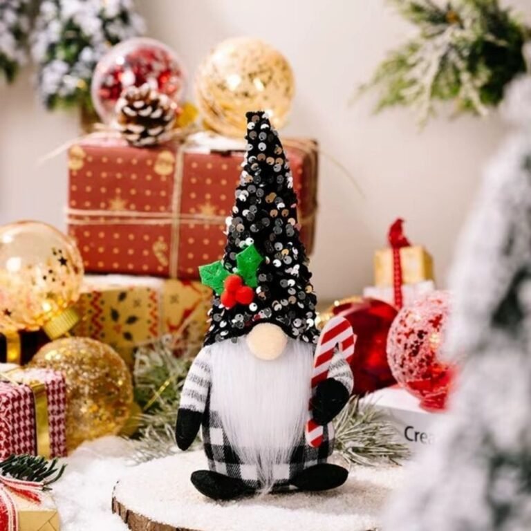 Lutins Gnomes De Noel Rouge Noir Motif A Carreaux