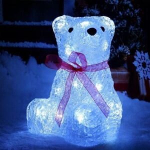 Ours Blanc Illumine De Noel Acrylique 1