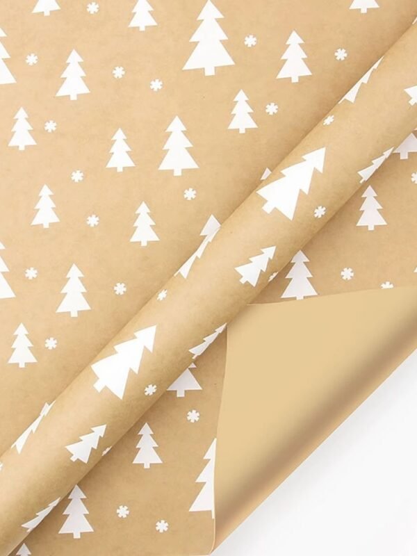 Papier Cadeau De Noel Sapin Blanc 1