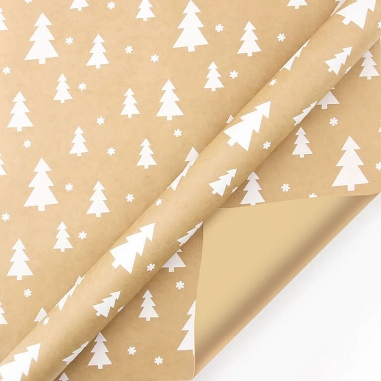 Papier Cadeau De Noel Sapin Blanc 1