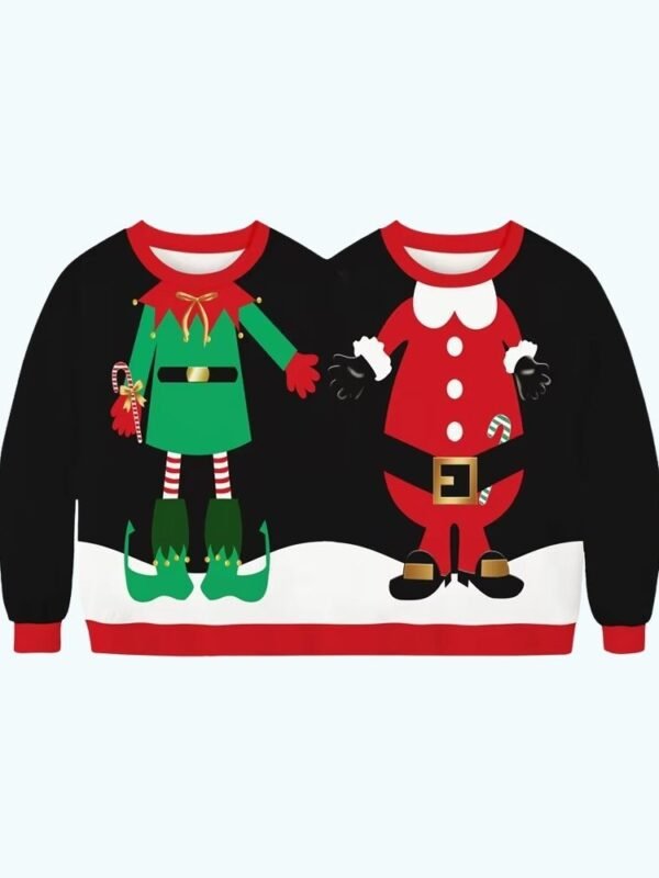 Pull De Noel 2 Personnes Lutin Et Pere Noel 1