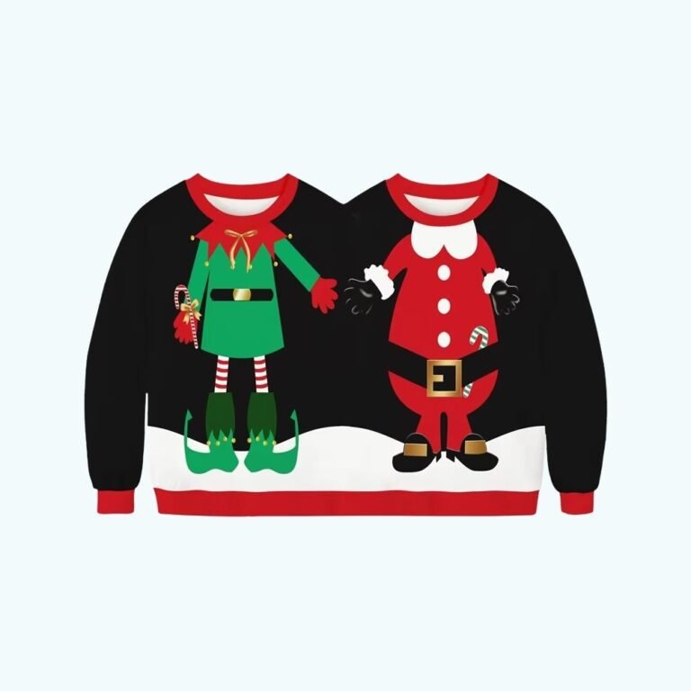 Pull De Noel 2 Personnes Lutin Et Pere Noel 1