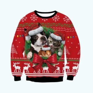 Pull De Noel Chien Chat Et Hamster 1
