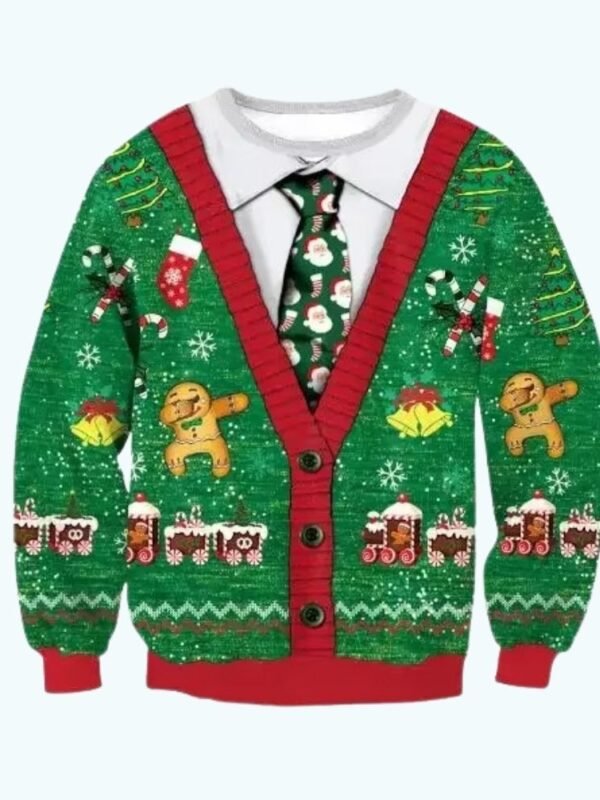 Pull De Noel Cravate Verte 1
