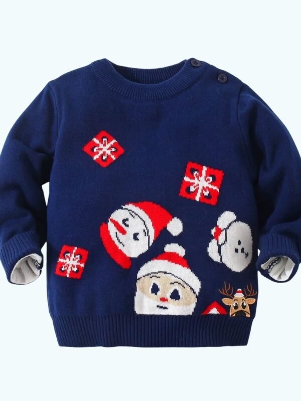 Pull De Noel Enfant Bleu Marine 1