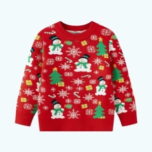 Pull De Noel Enfant Rouge Et Blanc 1