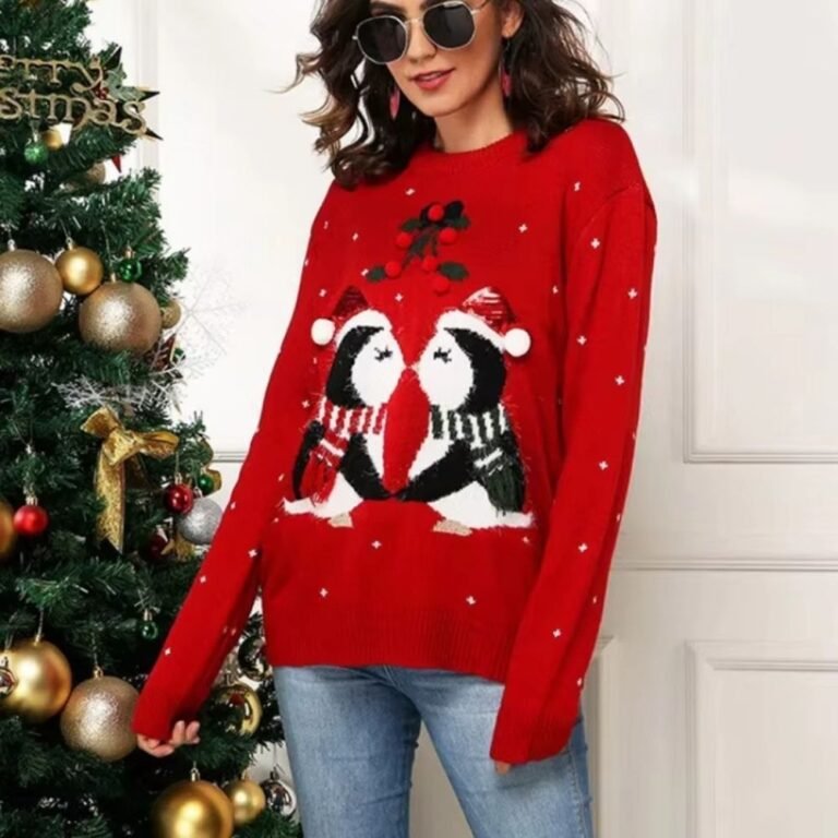 Pull De Noel Femme Pingouin Star 1