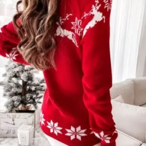 Pull De Noel Femme Rouge Et Blanc 3