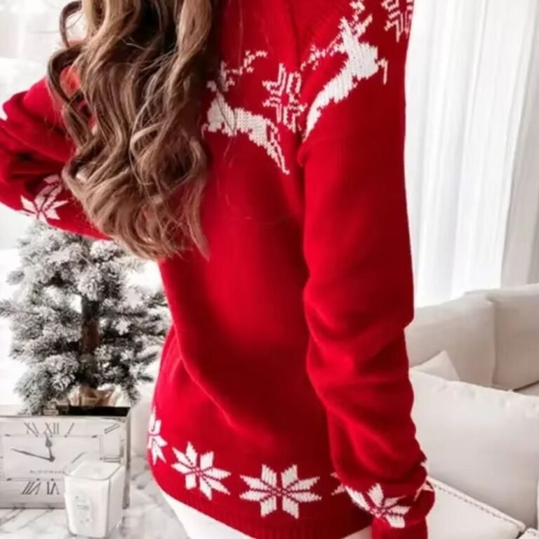 Pull De Noel Femme Rouge Et Blanc 3
