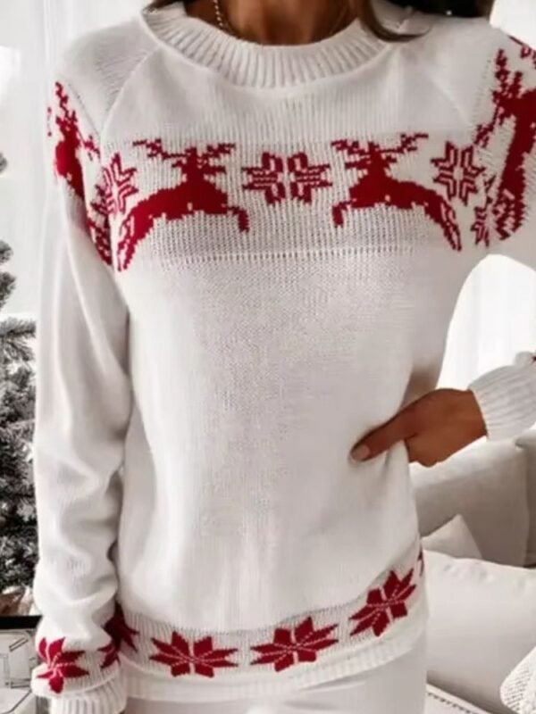 Pull De Noel Femme Rouge Et Blanc