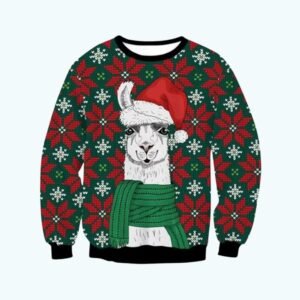 Pull De Noel Homme Lama Bonnet Et Echarpe 1