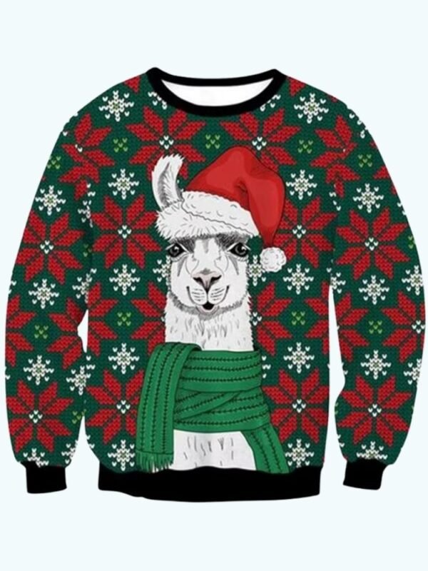 Pull De Noel Homme Lama Bonnet Et Echarpe 1