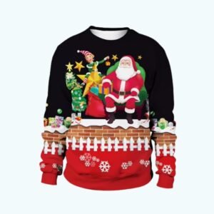 Pull De Noel Pere Noel Et Lutin 1
