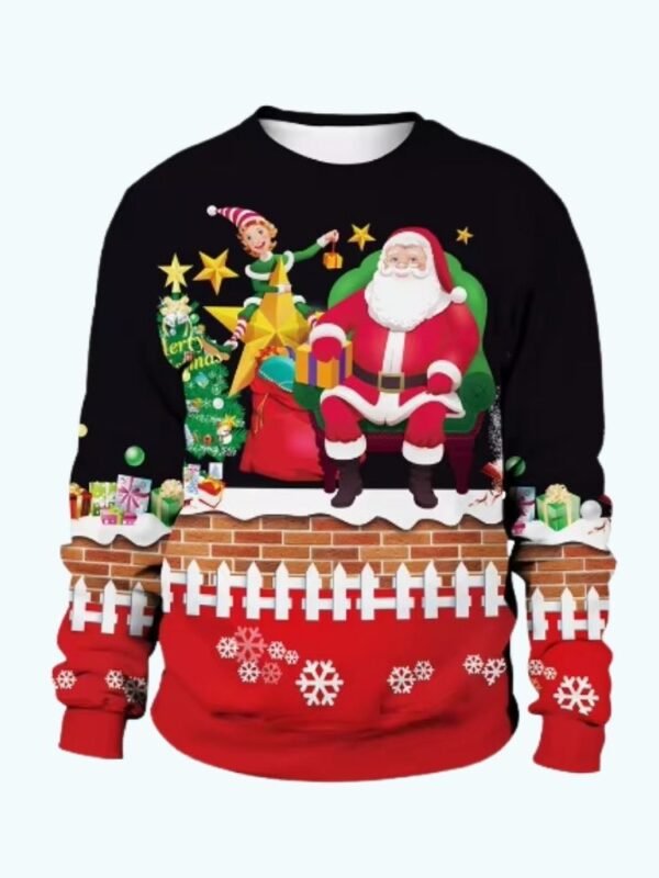 Pull De Noel Pere Noel Et Lutin 1