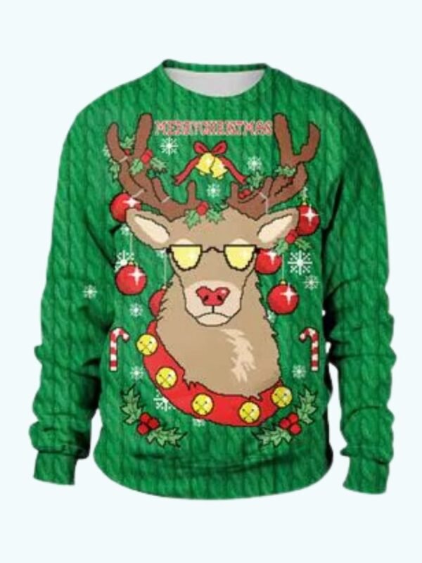 Pull De Noel Renne A Lunettes 1