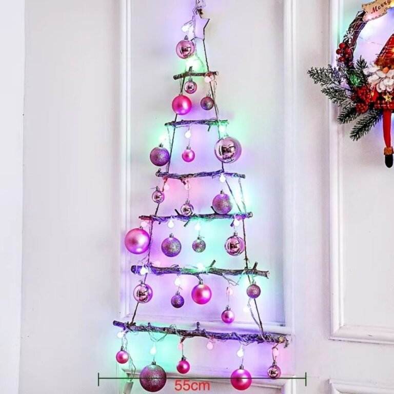 Sapin De Noel Mural Lumineux Rose